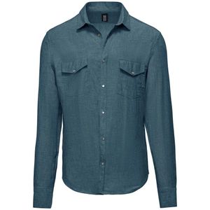 BomBoogie, Heren, Overhemden, Blauw, Maat: S Katoen,