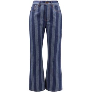 Fendi, Dames, Broeken, Blauw, Maat: XS Katoen,