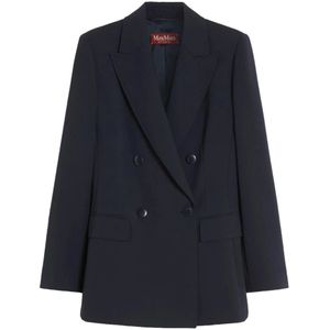 Max Mara Studio, Dames, Jassen, Blauw, Maat: M Wol,
