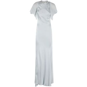 Amen, Dames, Jurken, Blauw, Maat: M Satijn,