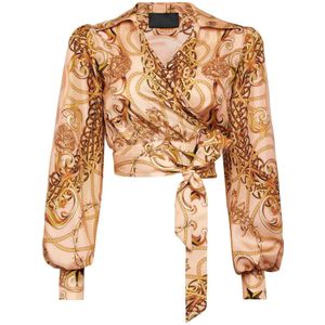 Philipp Plein, Dames, Blouses & Shirts, Beige, Maat: M Zijde,