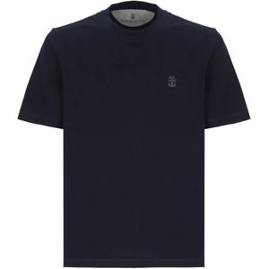 Brunello Cucinelli, Heren, Tops, Blauw, Maat: S Katoen,