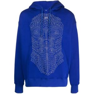 Off White, Heren, Sweatshirts & Hoodies, Blauw, Maat: S Katoen,