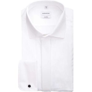 Uni - Overhemd - Wit - 100% Katoen - Kentkraag - Lange Mouwen - Tailored Fit