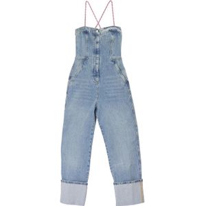 Moschino, Dames, Jumpsuits & Playsuits, Blauw, Maat: S Denim,