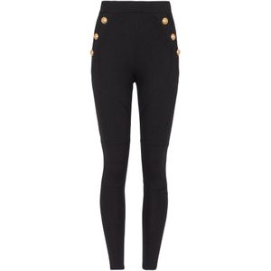 Balmain Jersey legging met 6 knopen , Black , Dames , Maat: M