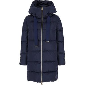 Herno, Dames, Mantels, Blauw, Maat: S Satijn,