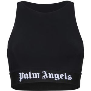 Palm Angels, Dames, Tops, Zwart, Maat: XS Polyamide,