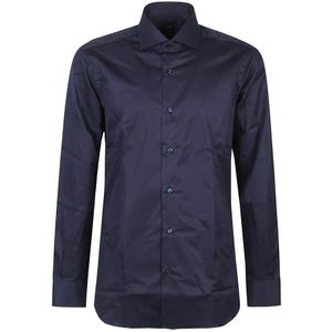 Barba Napoli, Heren, Overhemden, Blauw, Maat: L