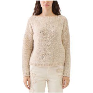 Ermanno Scervino, Dames, Truien, Beige, Maat: S Polyamide,