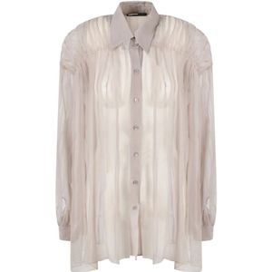 Alberta Ferretti, Dames, Blouses & Shirts, Beige, Maat: XS Chiffon,