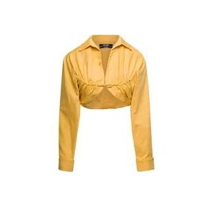 Jacquemus Gele Geknipte Overhemd met Spreidkraag , Yellow , Dames , Maat: S