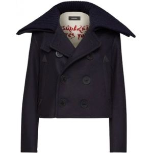 Dsquared2 Nautische Peacoat Jas Wolmix , Blue , Dames , Maat: S