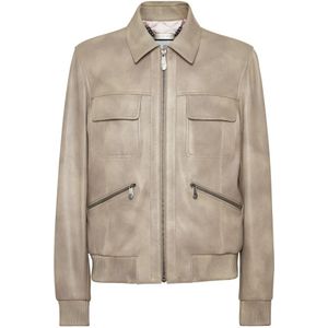 Philipp Plein, Heren, Jassen, Beige, Maat: 3XL Leer,