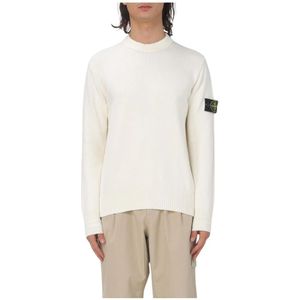 Stone Island - Gebreide Trui - Wit - Ronde Hals - Lange Mouwen