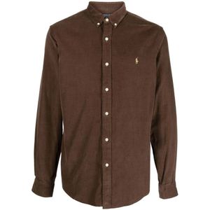 Ralph Lauren, Heren, Overhemden, Bruin, Maat: M Katoen,