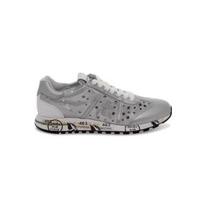 Premiata Zilveren en Witte Nylon Sneakers voor Vrouwen , Gray , Dames , Maat: 37 EU