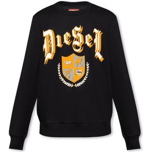 Diesel, Heren, Sweatshirts & Hoodies, Zwart, Maat: 2XL Katoen,