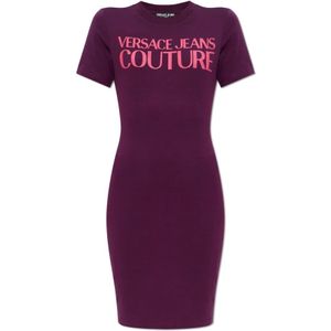 Versace Jeans Couture - Jurk met Bedrukt Logo - Paars - Dames