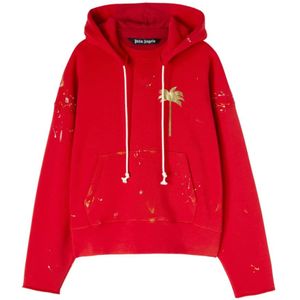 Palm Angels, Heren, Sweatshirts & Hoodies, Rood, Maat: 2XL Katoen,