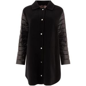 Herno, Dames, Mantels, Zwart, Maat: S Wol,