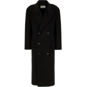 Saint Laurent, Dames, Mantels, Zwart, Maat: S Leer,