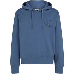 Calvin Klein, Heren, Sweatshirts & Hoodies, Blauw, Maat: XS Katoen,