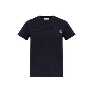 Moncler Logo T-shirt , Blue , Dames , Maat: XL