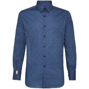 Billionaire, Heren, Overhemden, Blauw, Maat: S Katoen,