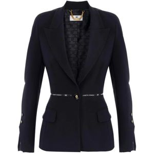 Elisabetta Franchi, Dames, Jassen, Zwart, Maat: XS Leer,