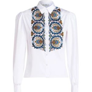 Etro, Dames, Blouses & Shirts, Wit, Maat: XS Katoen,