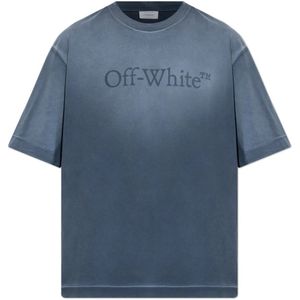 Off White, Heren, Tops, Blauw, Maat: M Katoen,