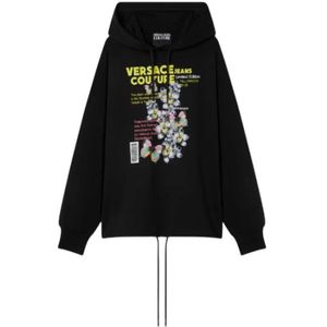 Versace Jeans Couture, Dames, Sweatshirts & Hoodies, Zwart, Maat: M Katoen,