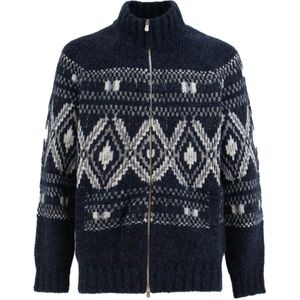 Brunello Cucinelli, Heren, Truien, Blauw, Maat: XL Wol,