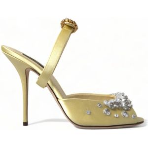 Dolce & Gabbana - Crystal Mary Janes - Sandalen - Geel - Satijn