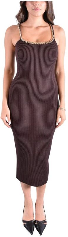 Michael Kors - Geribbelde Stretch Gebreide Midi Jurk - Bruin - Dames