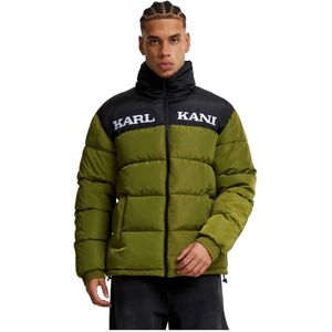 Karl Kani - Retro Essential - Gewatteerde Jas - Olijfgroen Donkergroen Zwart Wit
