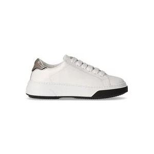 Dsquared2 Witte Leren Sneakers met Gouden Detail , White , Dames , Maat: 41 EU