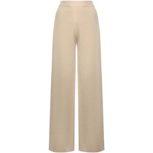 Max Mara, Dames, Broeken, Beige, Maat: L Leer,