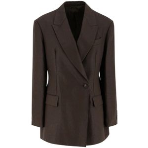 Brunello Cucinelli, Dames, Jassen, Bruin, Maat: L Linnen,