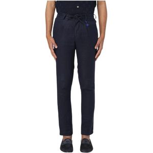 Manuel Ritz, Heren, Broeken, Blauw, Maat: XL Linnen,