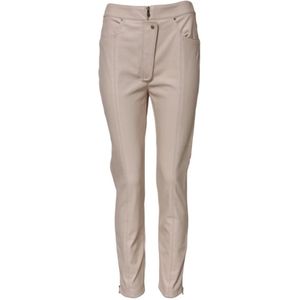 Elisabetta Franchi, Dames, Broeken, Beige, Maat: M Poliester,