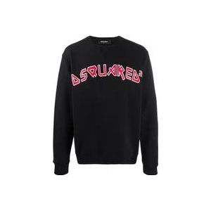 Dsquared2 Sweatshirt met Fantasievolle Tekst , Black , Heren , Maat: L