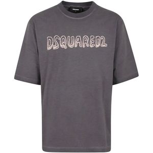 Dsquared2, Heren, Tops, Grijs, Maat: L Katoen,