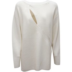 Elisabetta Franchi, Dames, Truien, Wit, Maat: S Viscose,