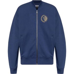 Versace Jeans Couture, Heren, Sweatshirts & Hoodies, Blauw, Maat: M Katoen,