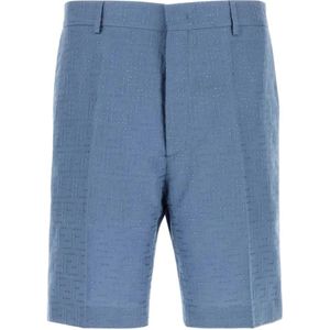 Fendi, Heren, Korte broeken, Blauw, Maat: 2XL Linnen,