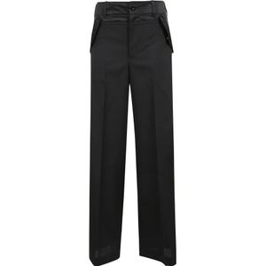 Sacai, Dames, Broeken, Zwart, Maat: L Leer,