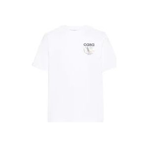 Casablanca Klieke Bedrukte T-shirts en Polos , White , Heren , Maat: 3XL