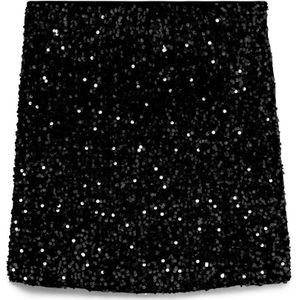 Vero Moda - Vmbella HW Short SQ Skirt JRS GA - Korte Rok - Zwart - Pailletten